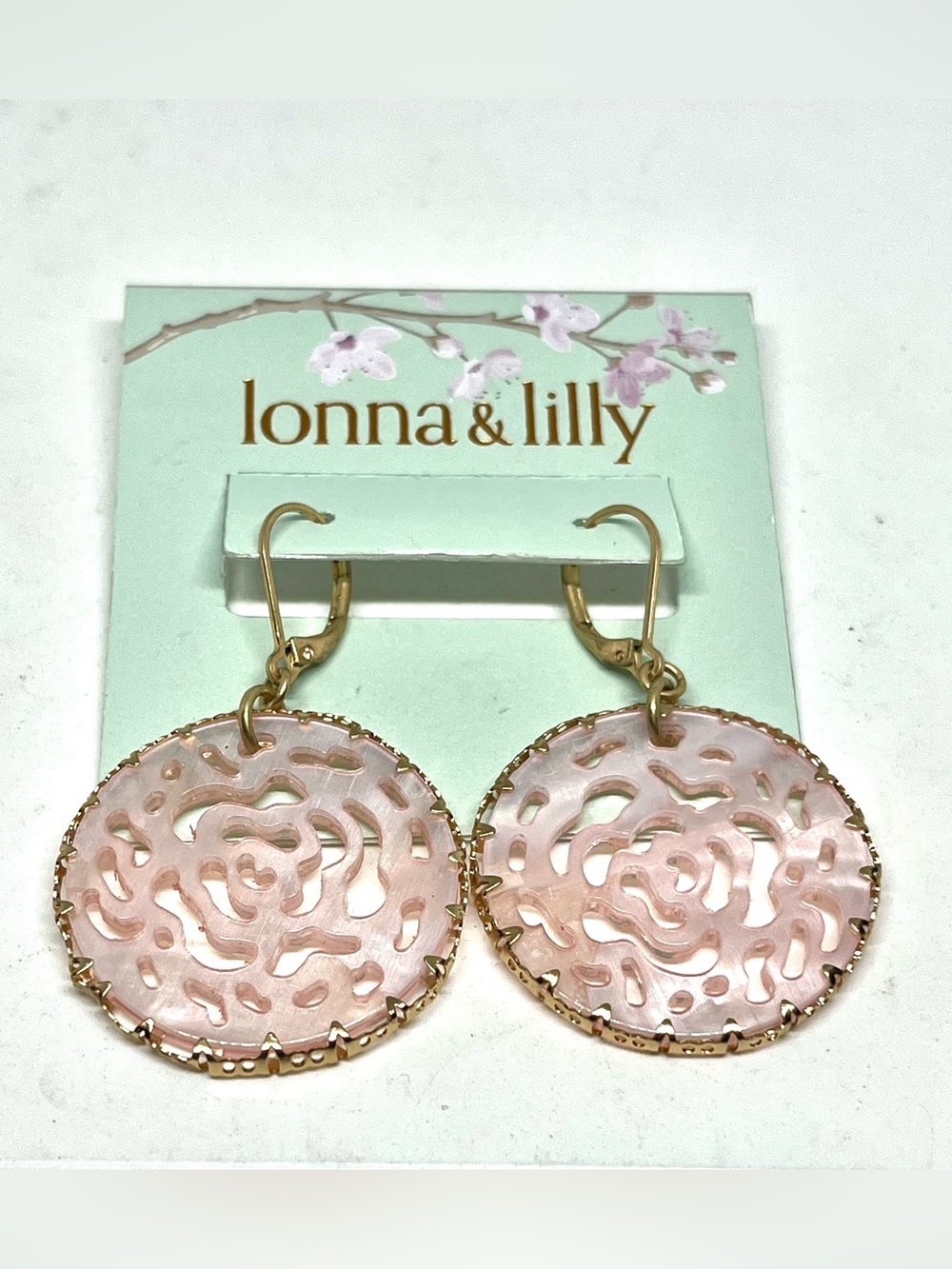 lonna & lilly Blush Pink Filigree Round Drop Earrings